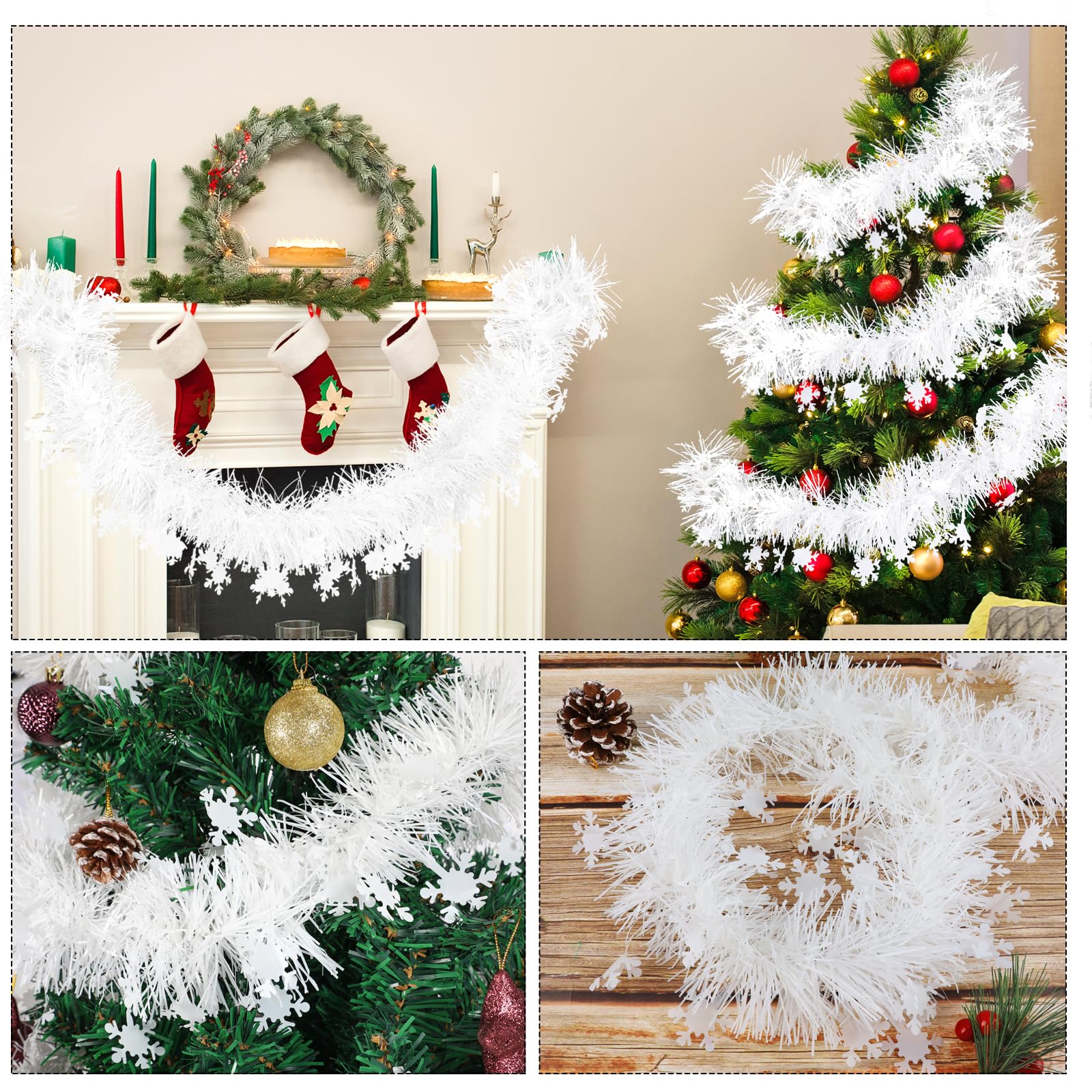 howaf-weihnachtsgirlande-wei-schneeflocken-6x2m-lametta image 6