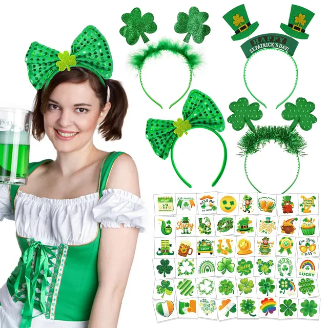 howaf-st-patricks-day-haarreif-set-4-stk-gr-n-mit-tattoos image 1