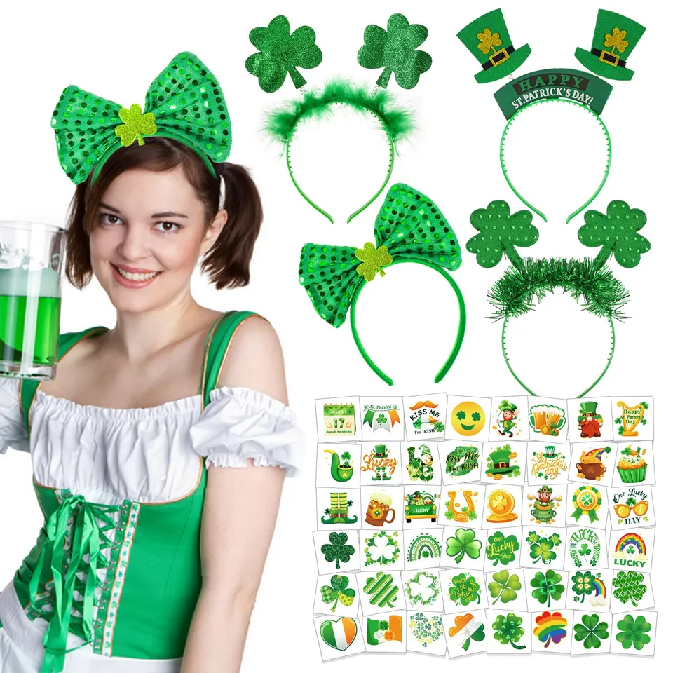 howaf-st-patricks-day-haarreif-set-4-stk-gr-n-mit-tattoos image 1