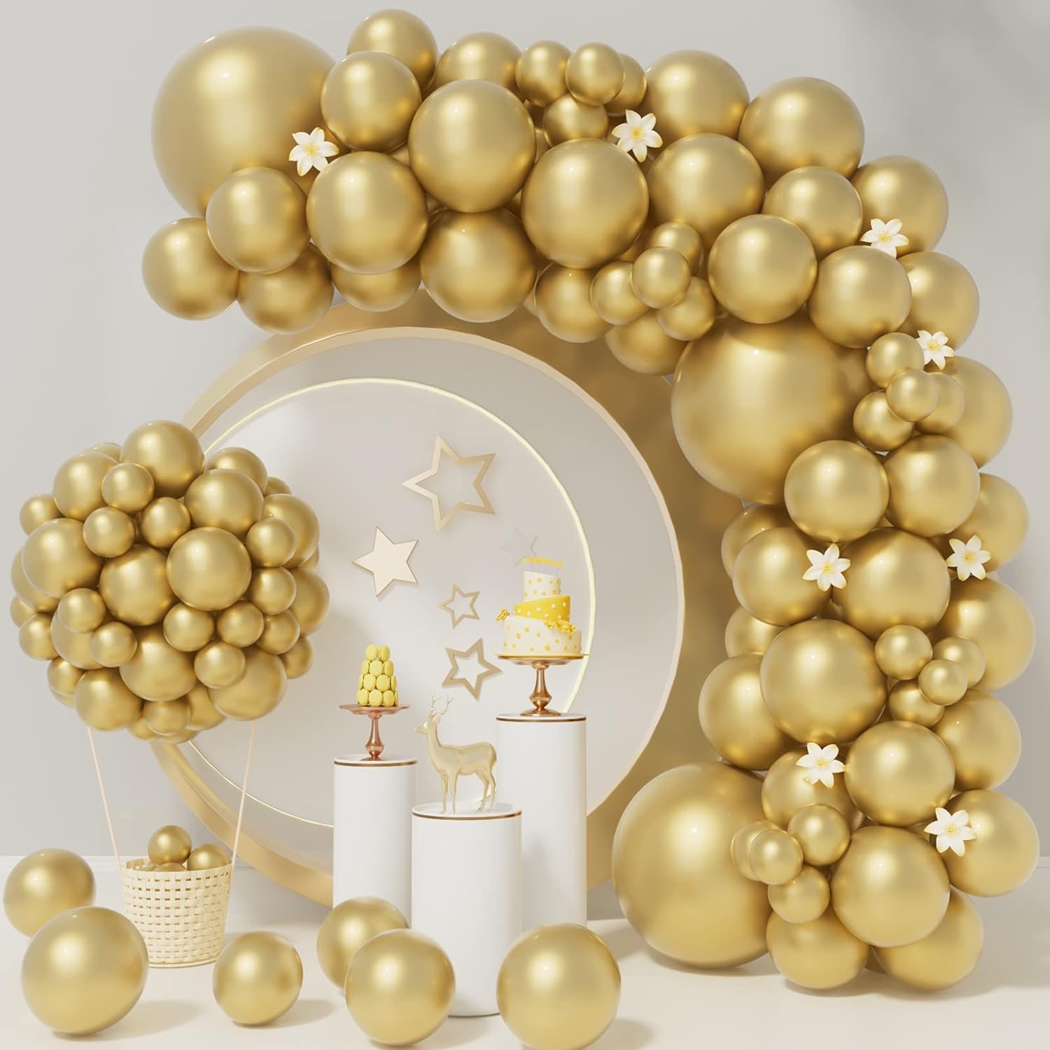 qifu-ballon-girlande-gold-102-tlg-luftballon-set-geburtstag image 1