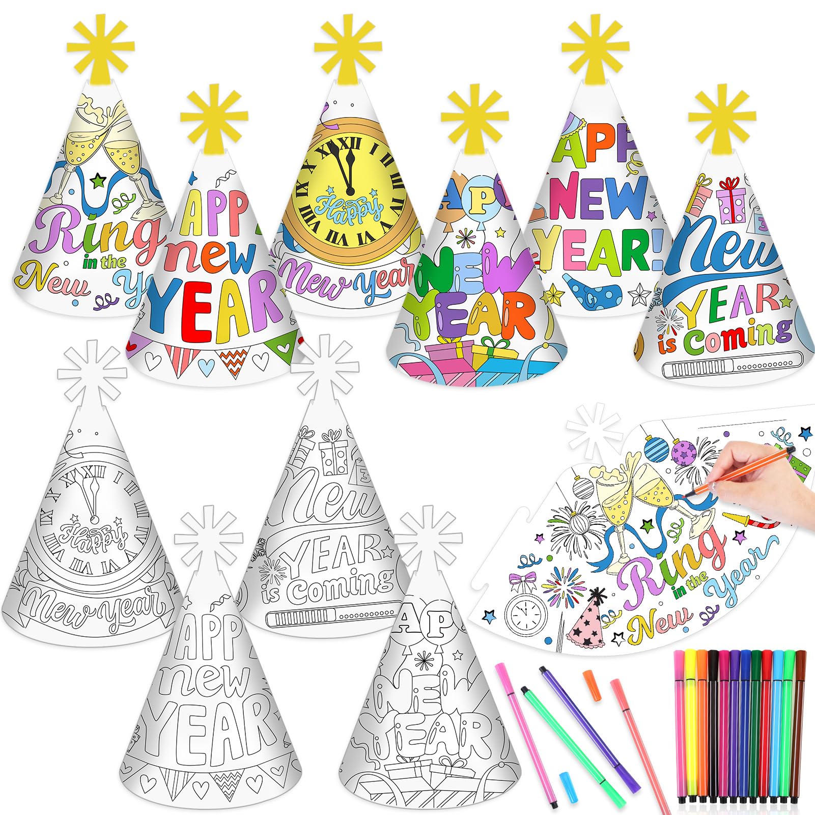 howaf-silvester-deko-set-a-h-te-brille-zum-ausmalen-party image 8