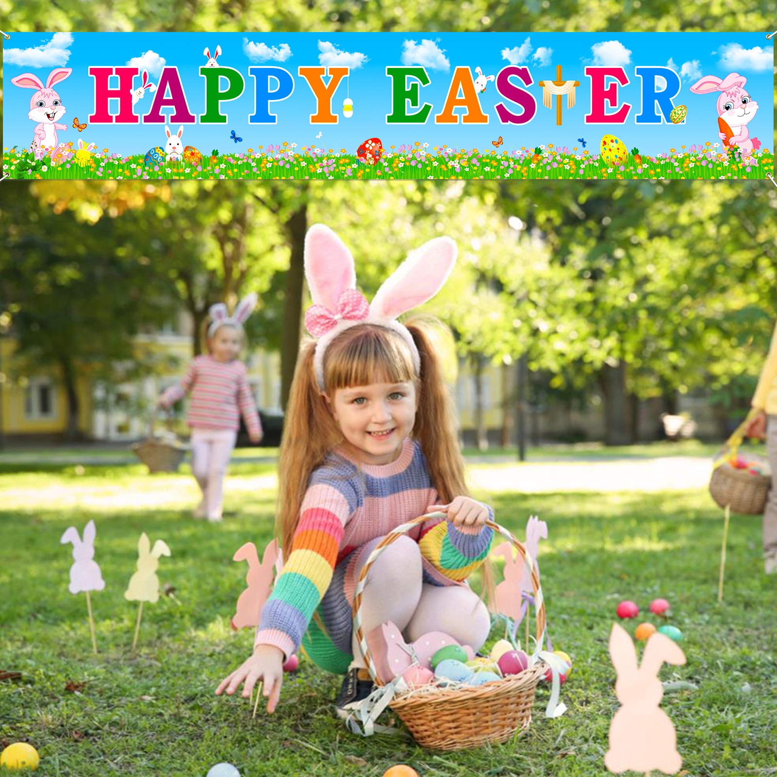 howaf-frohe-ostern-banner-stoff-180x30cm-hase-b-nder image 5