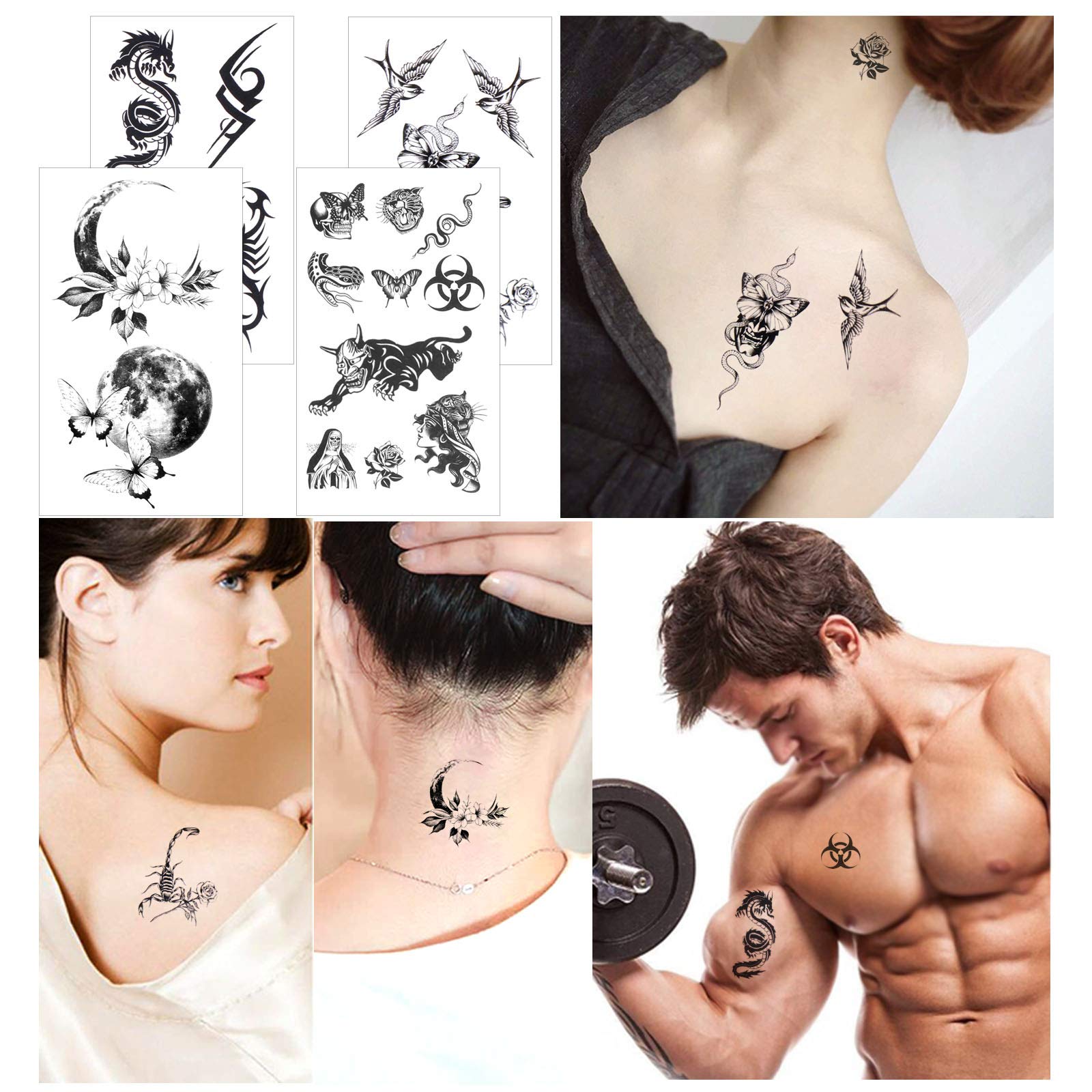 howaf-temporary-tattoos-schwarz-30-blatt-klebetattoos-set image 6