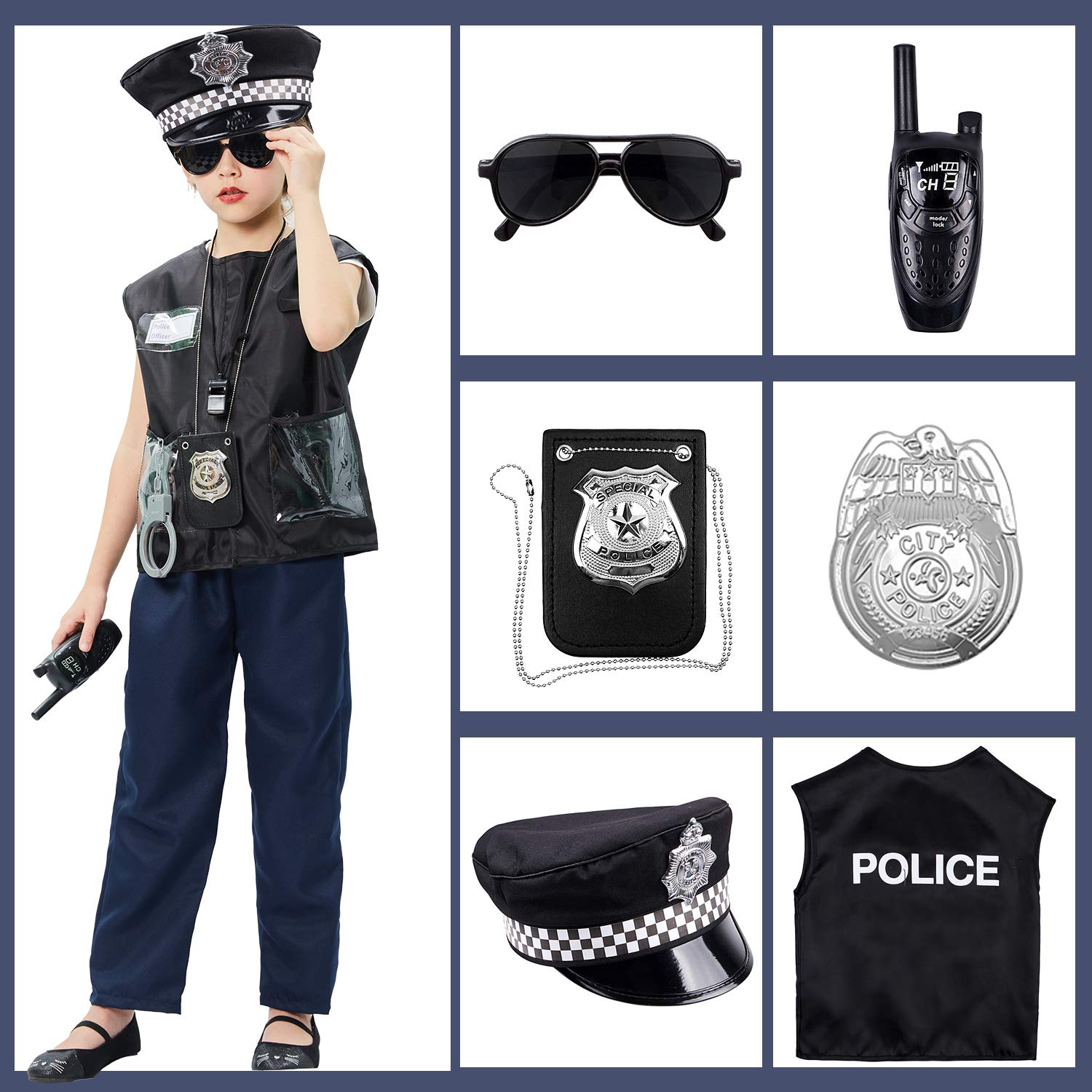 tacobear-costume-polizei-kost-m-kinder-mit-weste-zubeh-r image 4