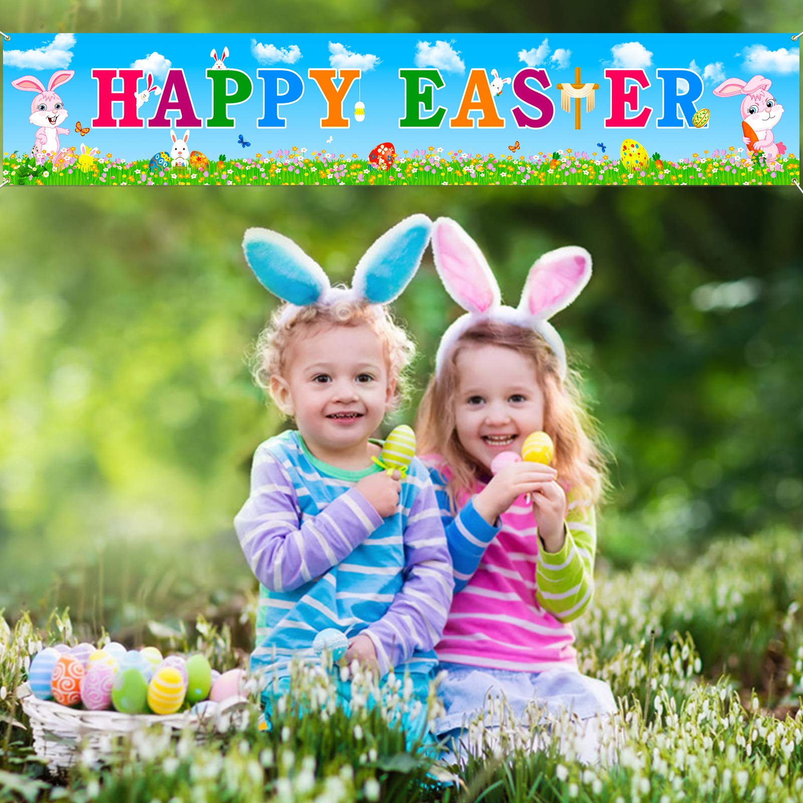 howaf-frohe-ostern-banner-stoff-180x30cm-hase-b-nder image 7