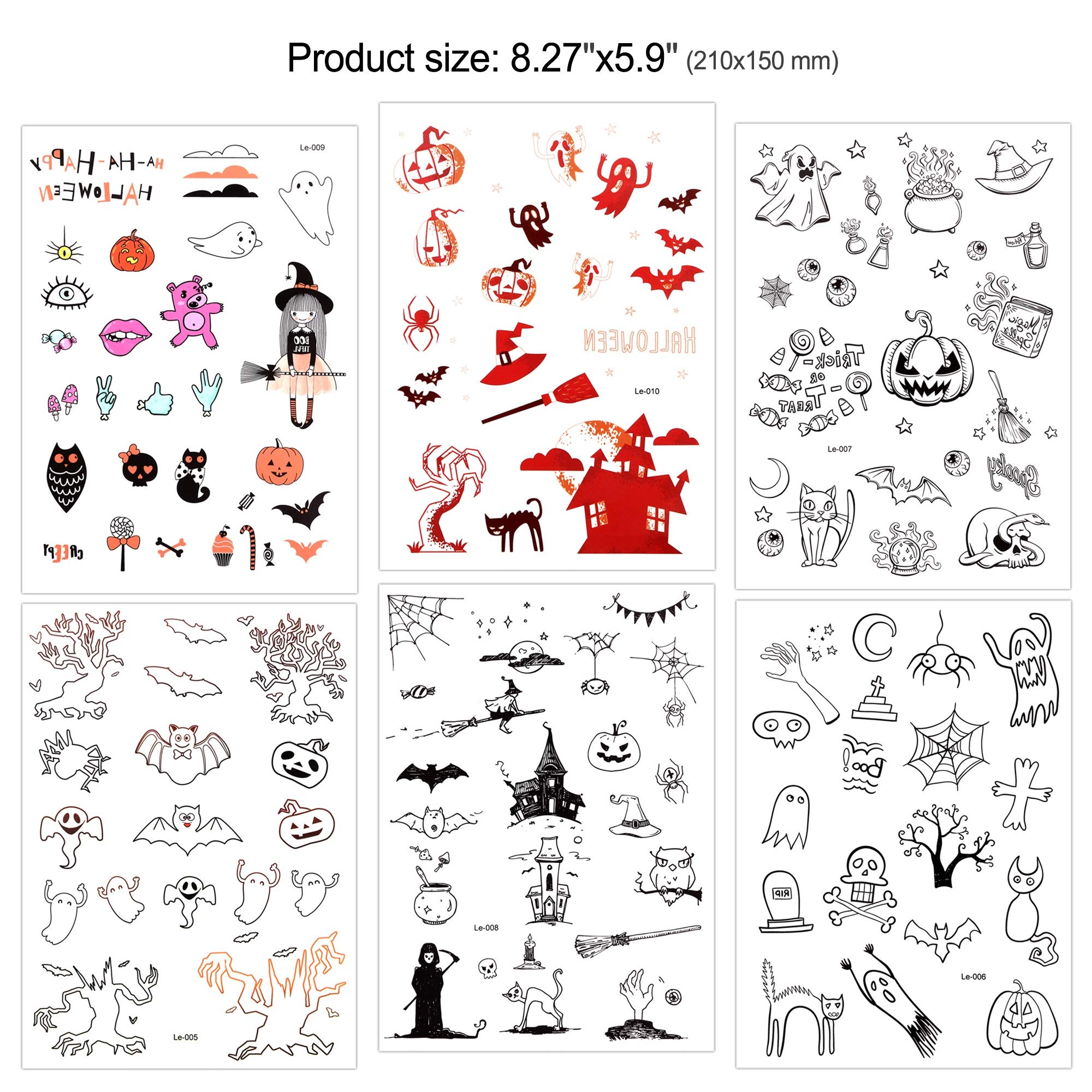 howaf-temporary-tattoos-halloween-kinder-leuchtend-150-st-ck image 3