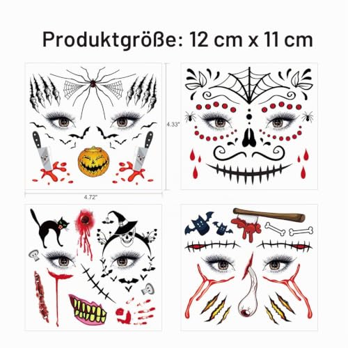 howaf-halloween-tattoos-gesicht-kinder-b-12-blatt-wasserdicht image 7