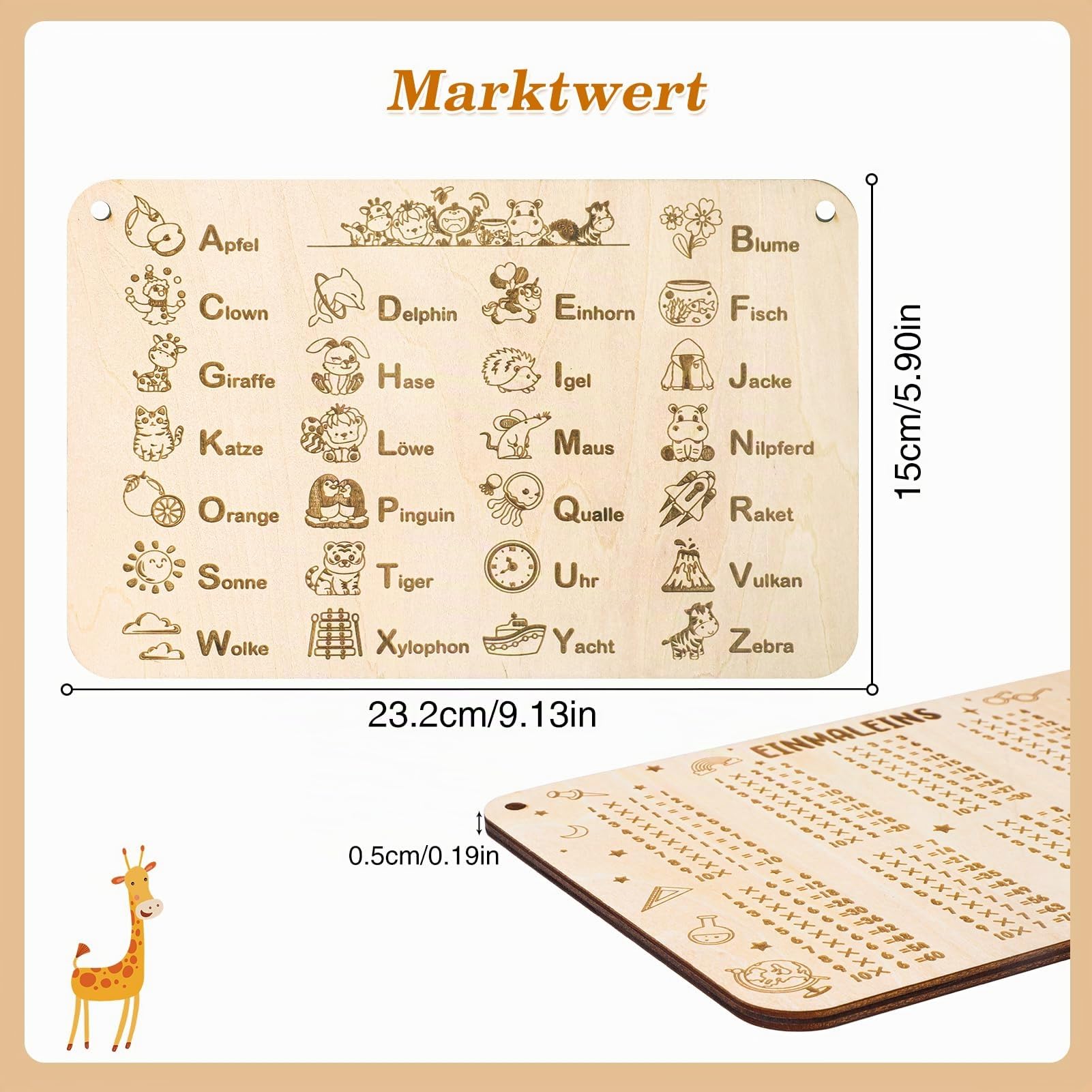 howaf-lernbrettchen-holz-2-st-ck-schult-te-f-llung-einmaleins image 3