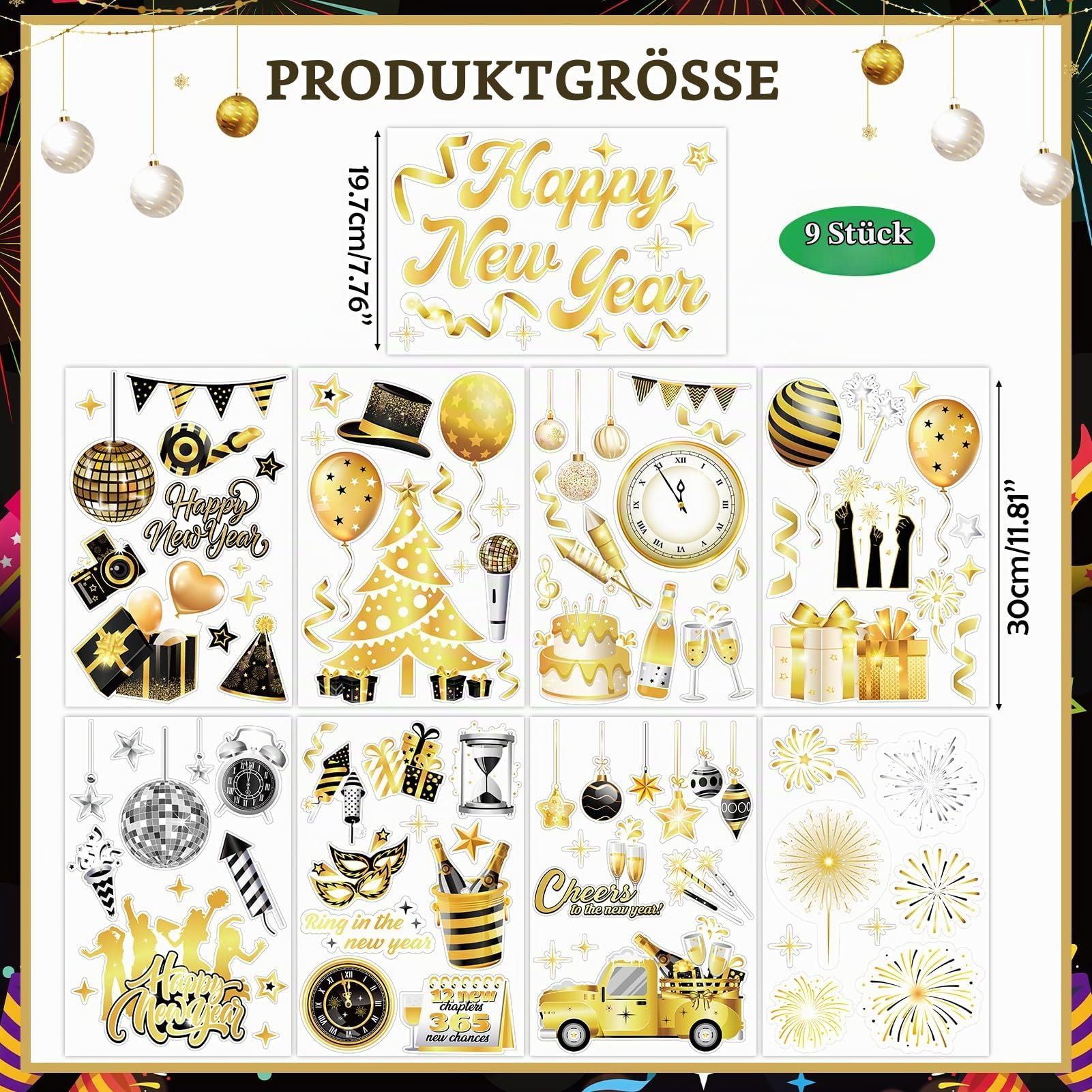 howaf-happy-new-year-fenstersticker-silvester-9-blatt-pvc image 2