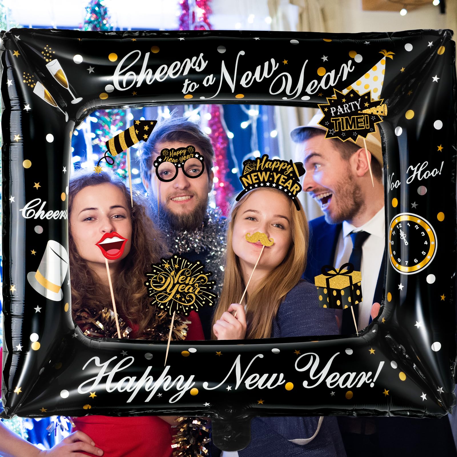 howaf-silvester-deko-2027-set-schwarz-gold-mit-ballons-2 image 7