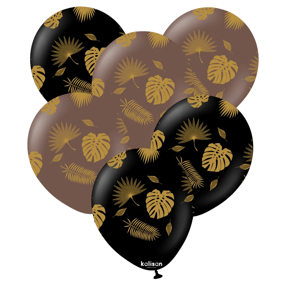 kalisan-fruits-tropical-leaves-luftballons-12-zoll-25-st-ck-gold image 1
