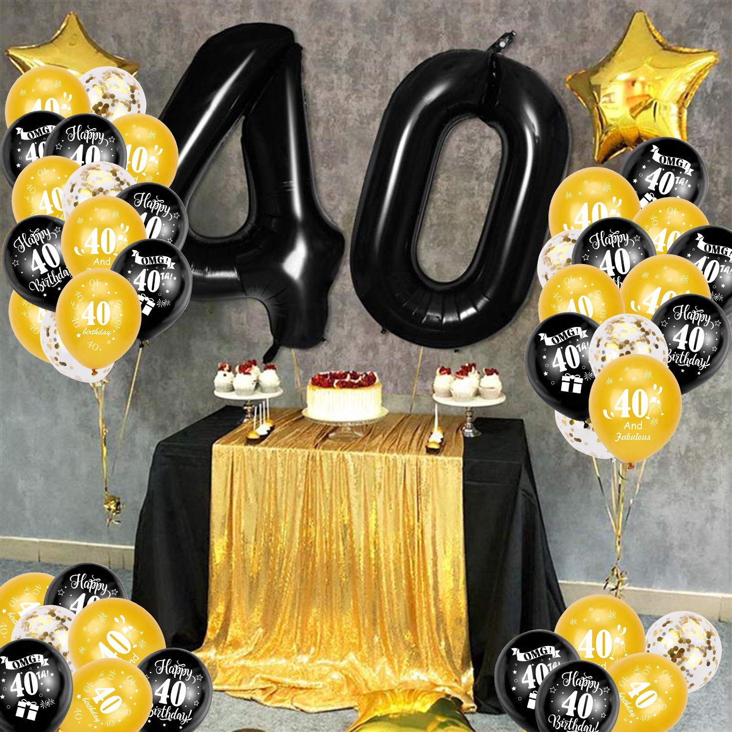 howaf-40-geburtstag-deko-schwarz-gold-30-tlg-ballons image 5