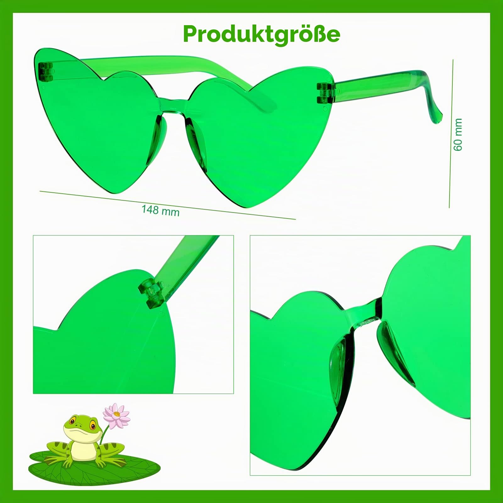 howaf-frosch-kost-m-damen-set-haarreif-herzbrille-handschuhe image 3