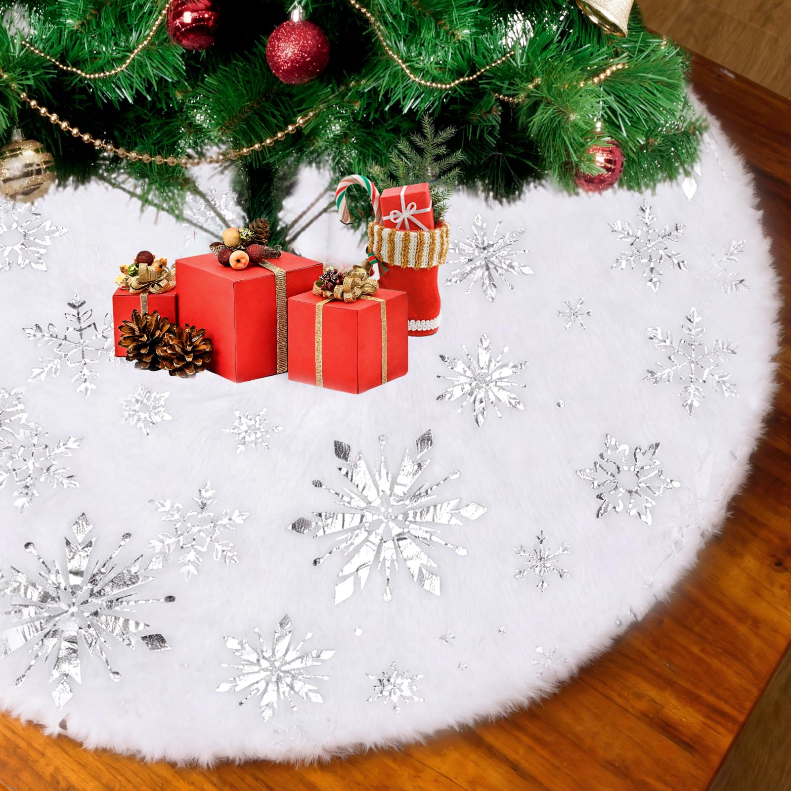 howaf-weihnachtsbaumrock-wei-78-cm-schneeflocke-pl-sch-rund image 8