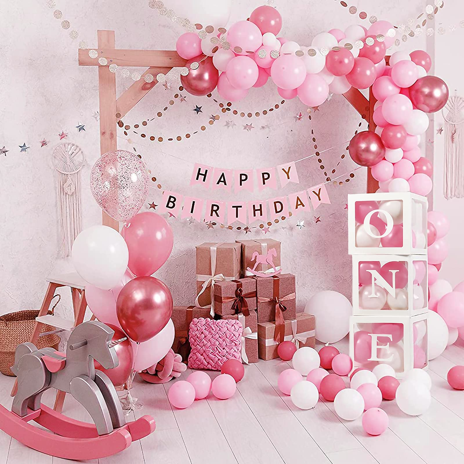 qifu-ballon-boxen-one-1-geburtstag-deko-m-dchen-rosa-3er image 8