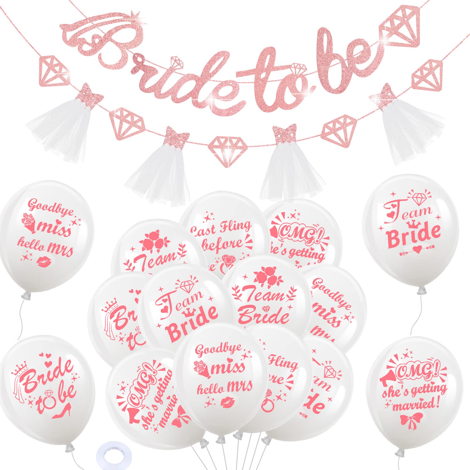 howaf-jga-deko-set-bride-to-be-girlande-wei-rosegold-ballons image 1