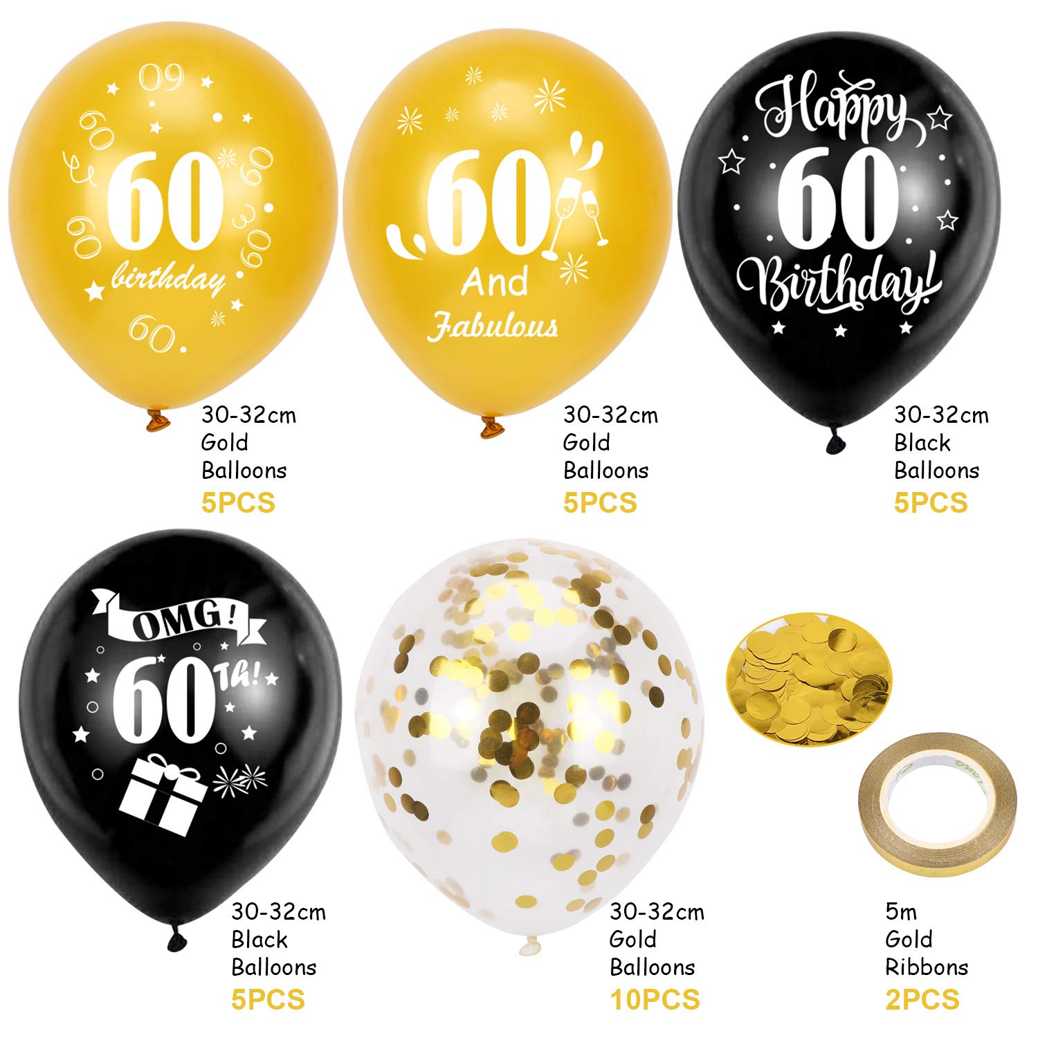 howaf-60-geburtstag-ballons-schwarz-gold-30-st-ck-latex-12-zoll image 3