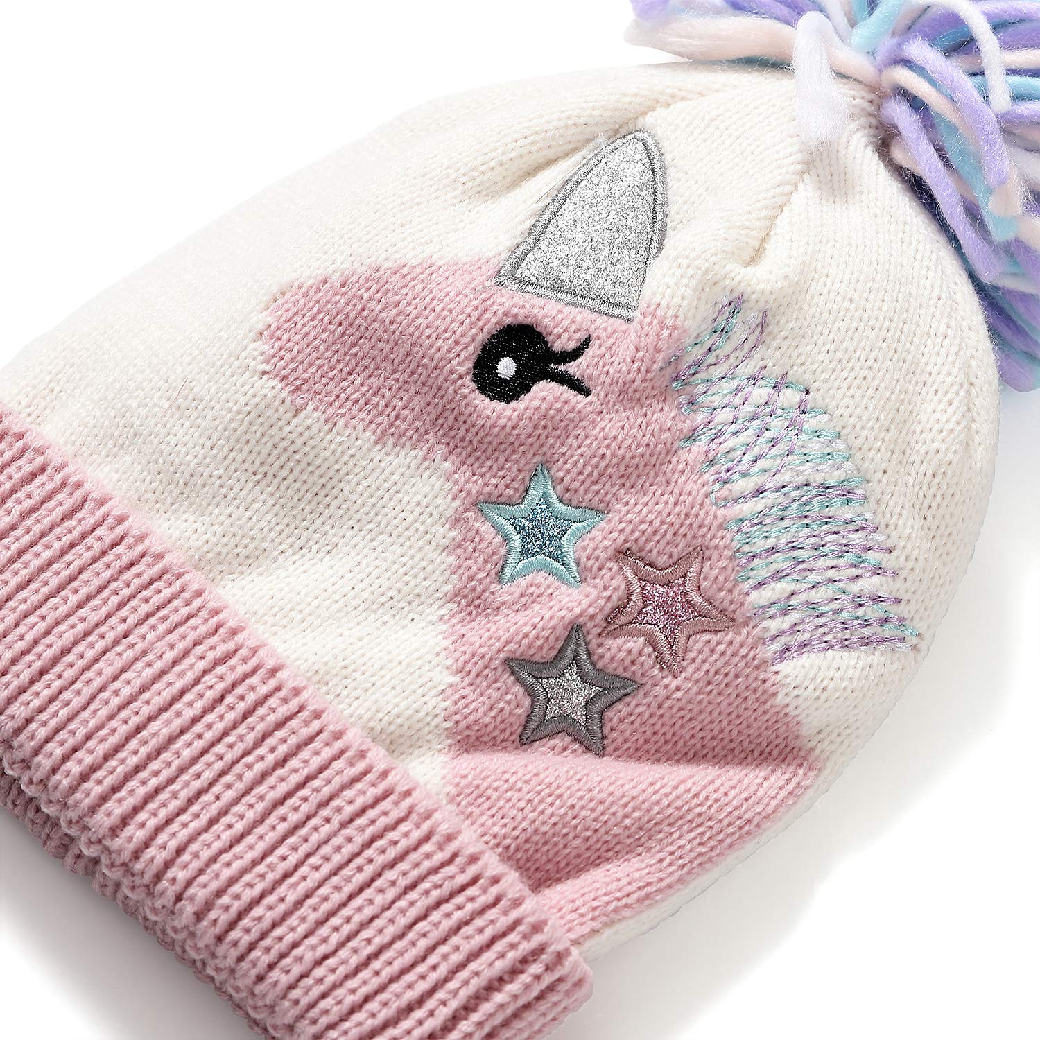 tacobear-einhorn-m-tze-kinder-rosa-strickm-tze-handschuh image 2