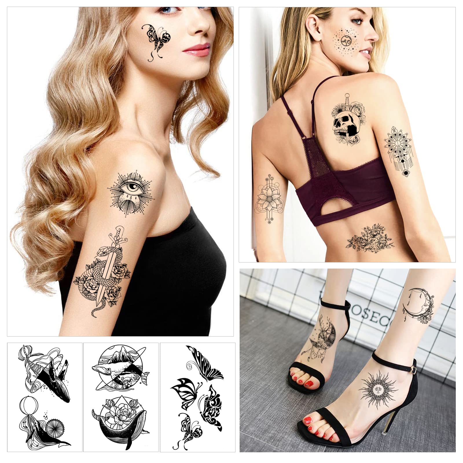 howaf-temporary-tattoos-52-blatt-schmetterling-tattoo-aufkleber image 6
