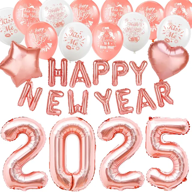 howaf-silvester-deko-2025-ros-gold-2025-ballons-girlande-set image 1