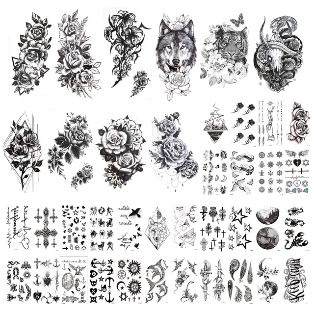 howaf-tempor-re-tattoos-schwarz-40-bl-tter-klein image 1