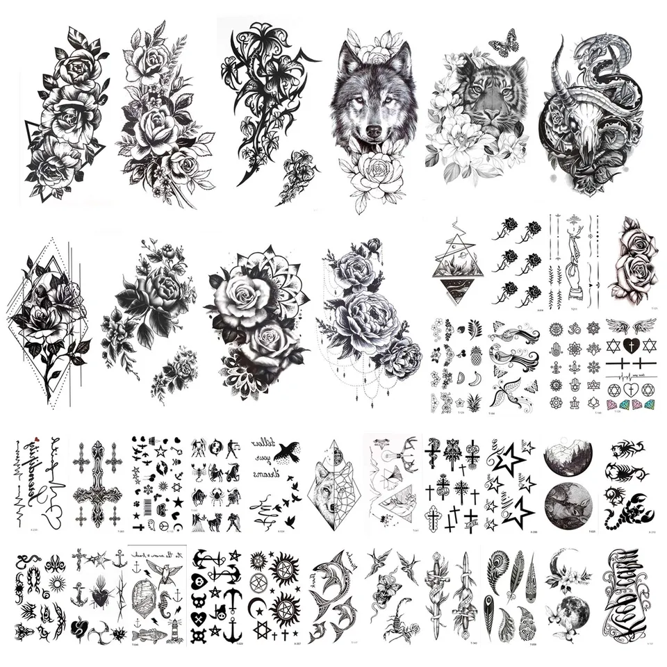 howaf-tempor-re-tattoos-schwarz-40-bl-tter-klein image 1