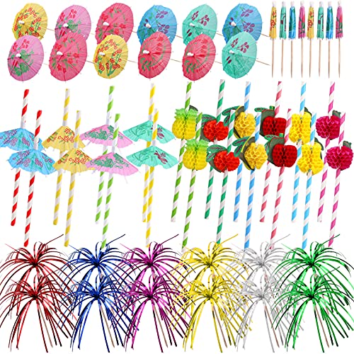 howaf-cocktail-deko-party-set-150-teile-papier-strohhalme-schirmchen image 8