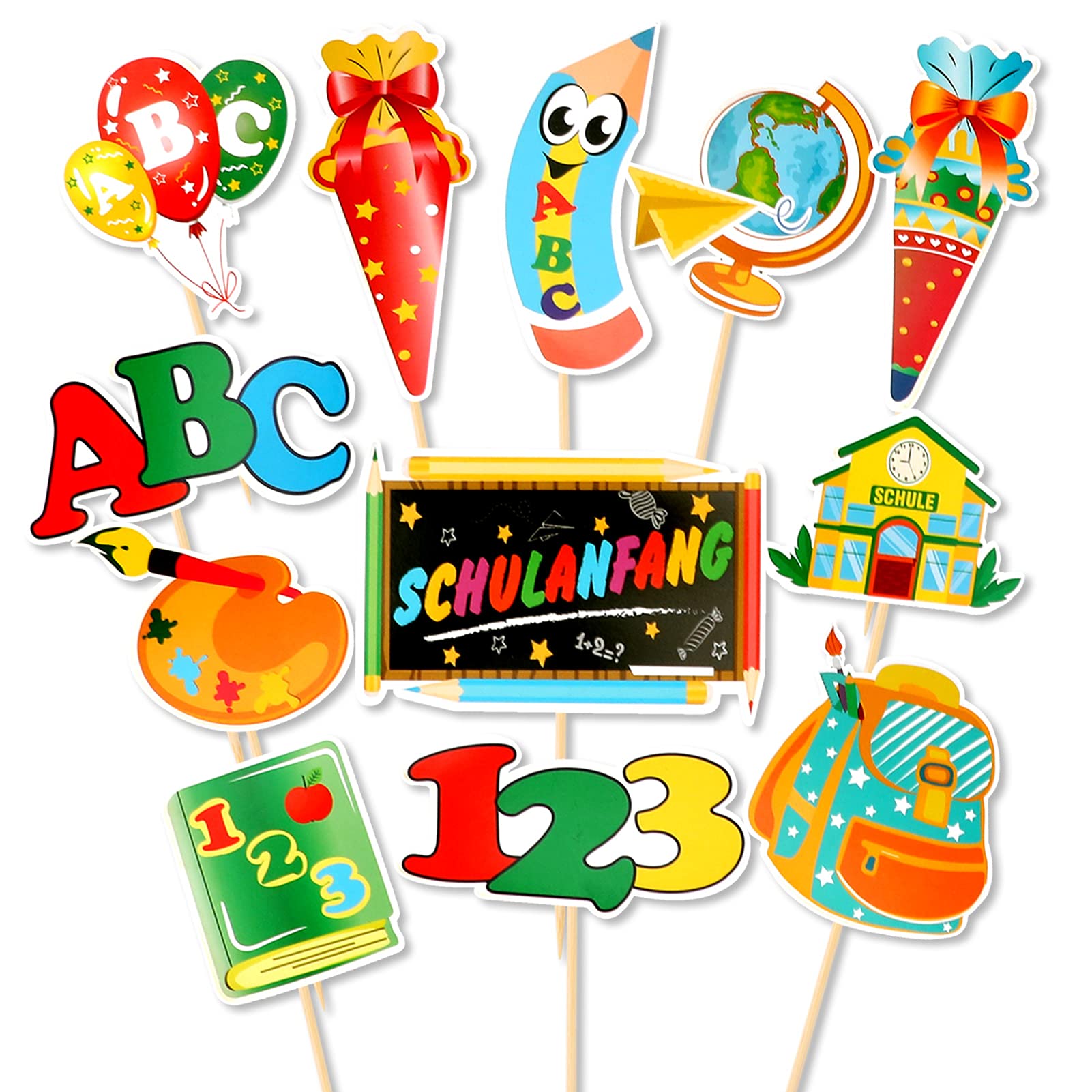 howaf-einschulung-cupcake-topper-tortendeko-12-st-ck-schulmotive image 1