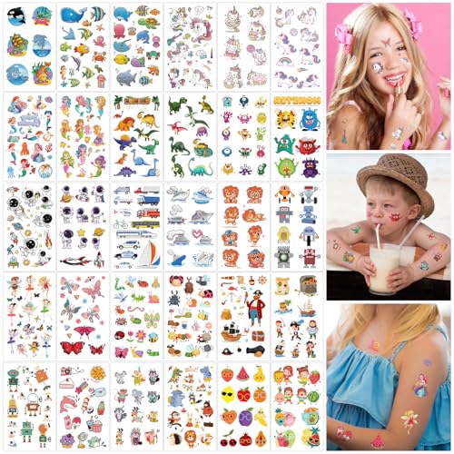 howaf-tempor-re-tattoos-kinder-30-blatt-einhorn-dino-pirat image 8