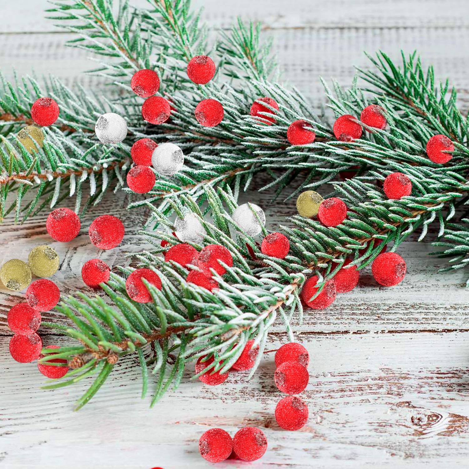 howaf-weihnachten-beeren-rot-gold-silber-240-st-ck-deko image 3