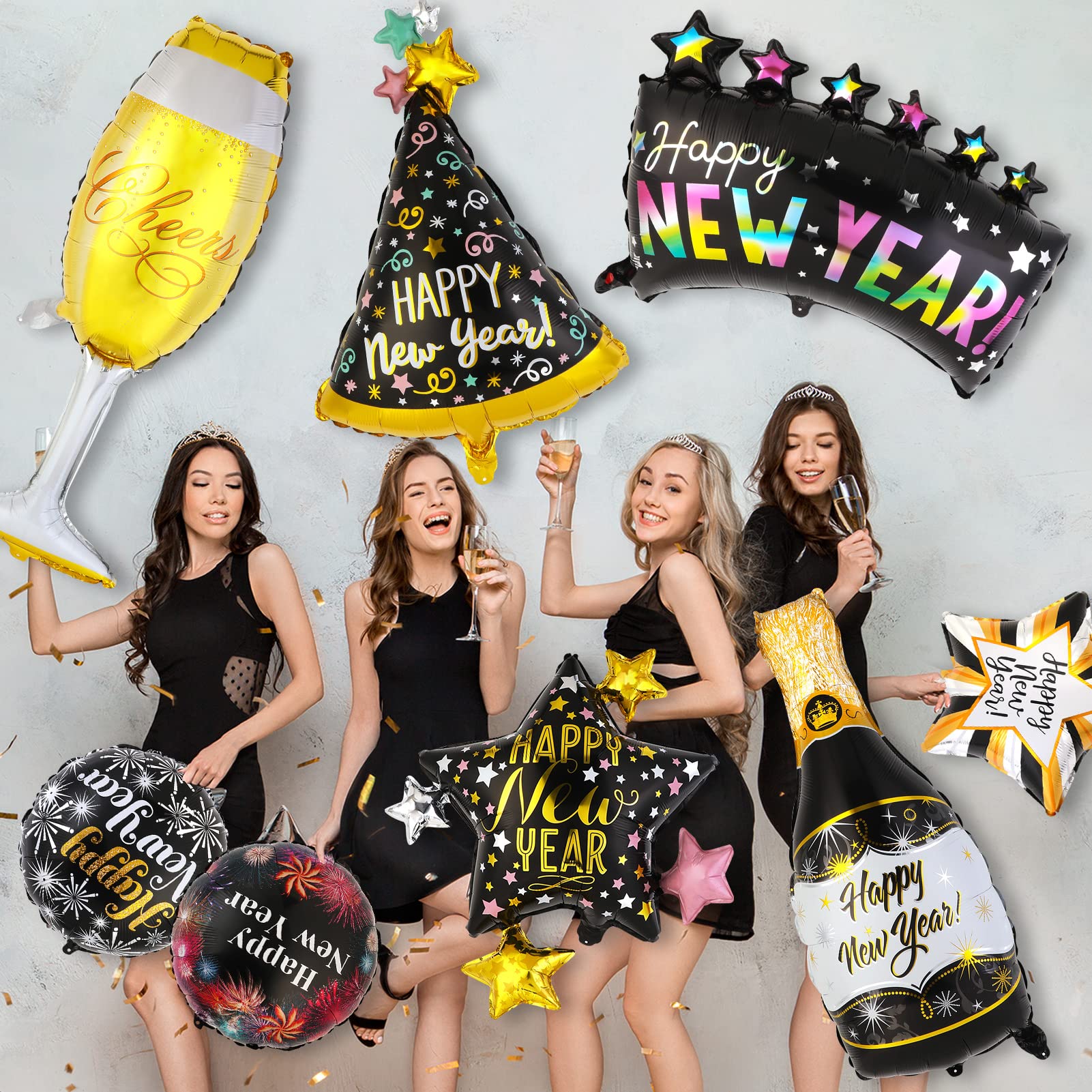 howaf-silvester-deko-2027-folienballons-8er-set-schwarz-gold image 4