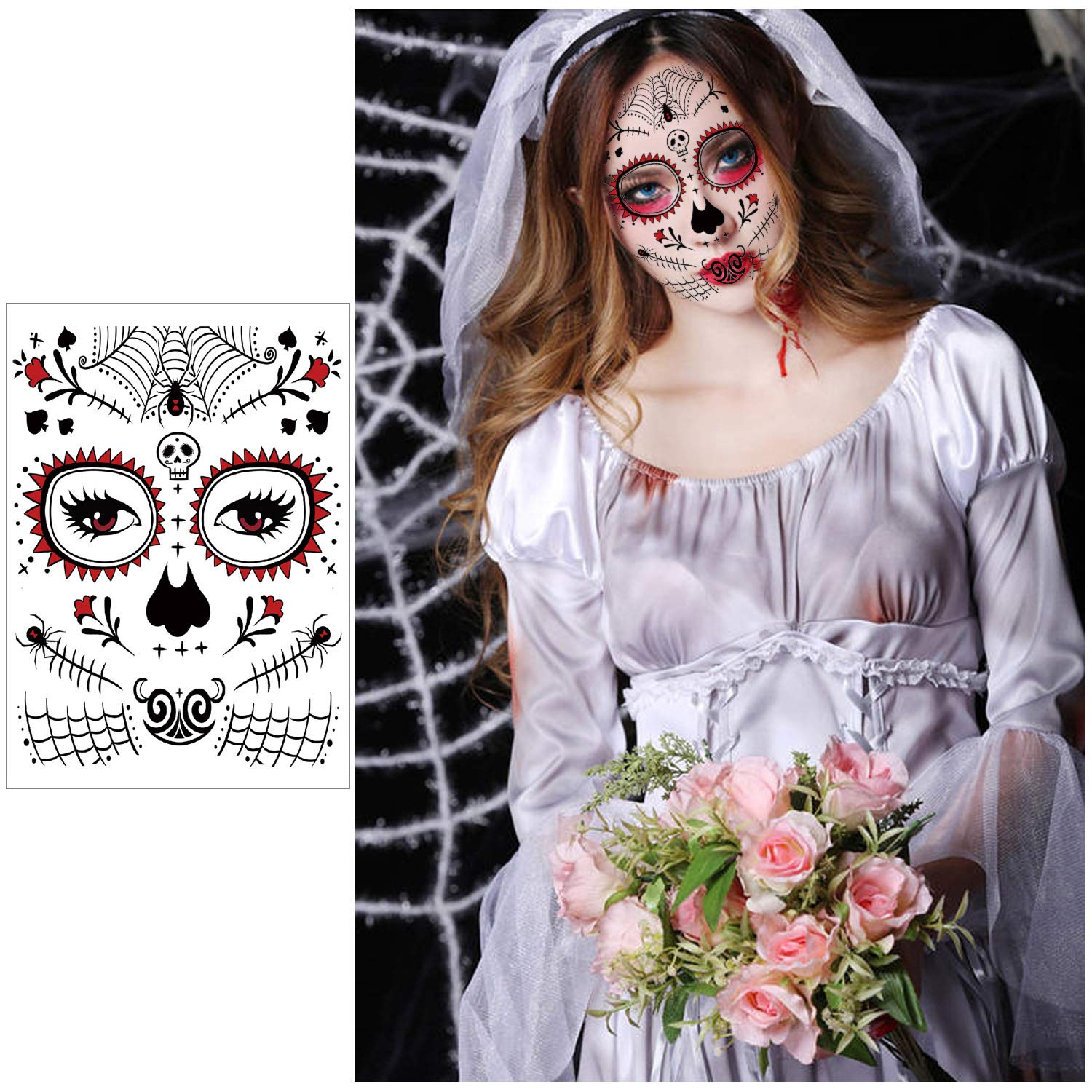 howaf-tag-der-toten-tattoo-gesicht-halloween-10-teilig image 5