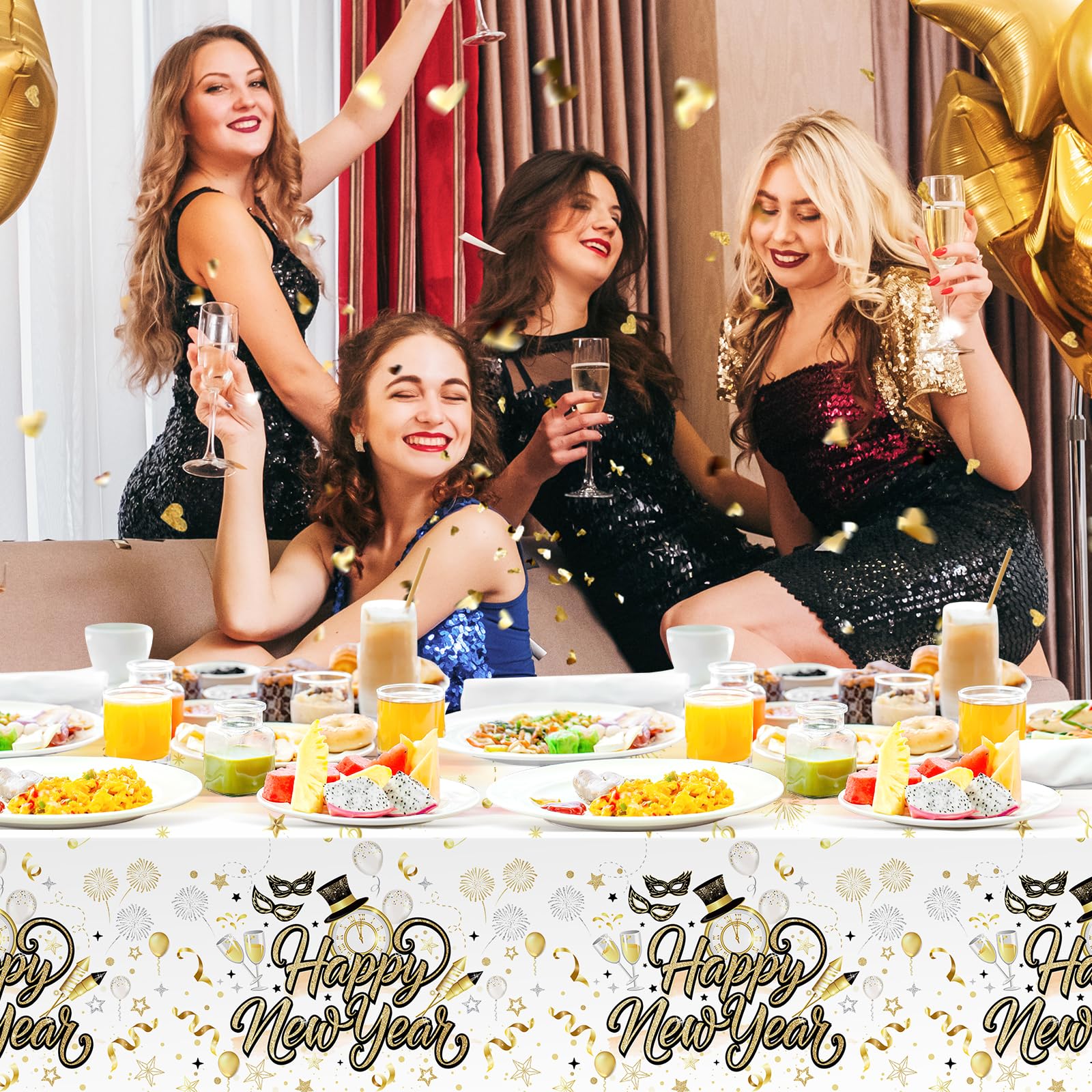 howaf-silvester-tischdecke-wei-gold-2er-set-274x130cm image 6