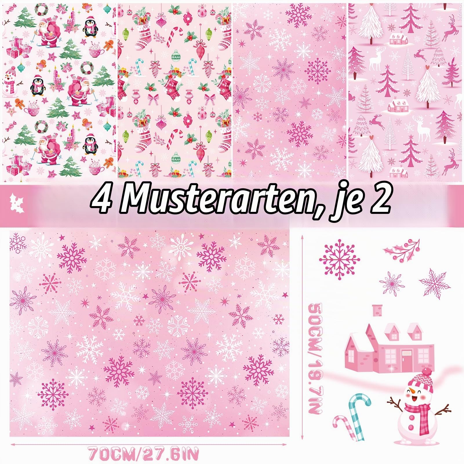 howaf-weihnachten-geschenkpapier-rosa-8-b-gen-70x50cm-schneeflocke image 2