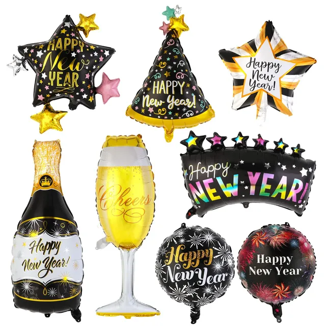 howaf-silvester-deko-2027-folienballons-8er-set-schwarz-gold image 1