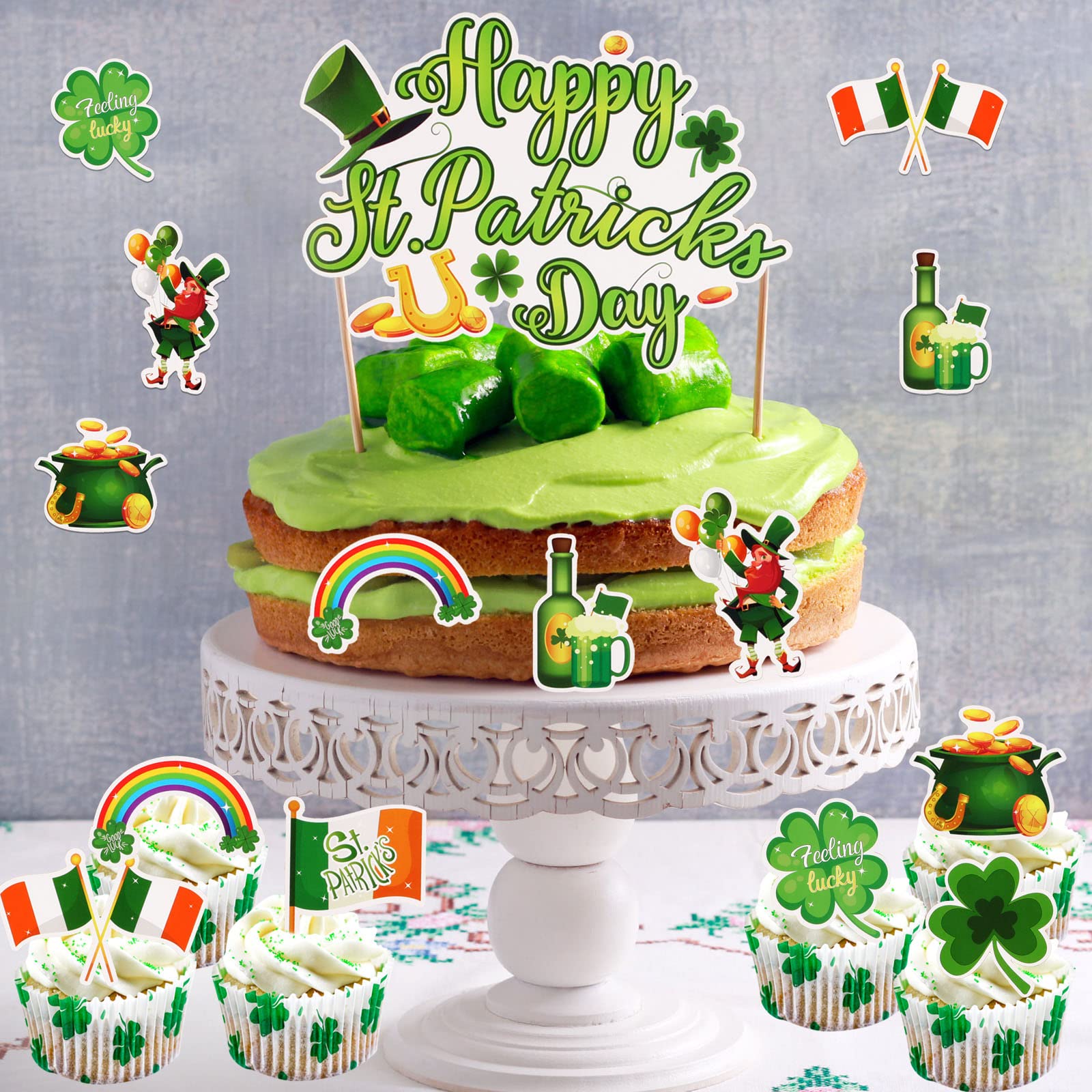 howaf-st-patricks-day-tortendeko-25-st-ck-kleeblatt-cake-topper image 5