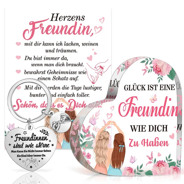 howaf-beste-freundin-geschenk-herz-acryl-schl-sselanh-nger-set image 1