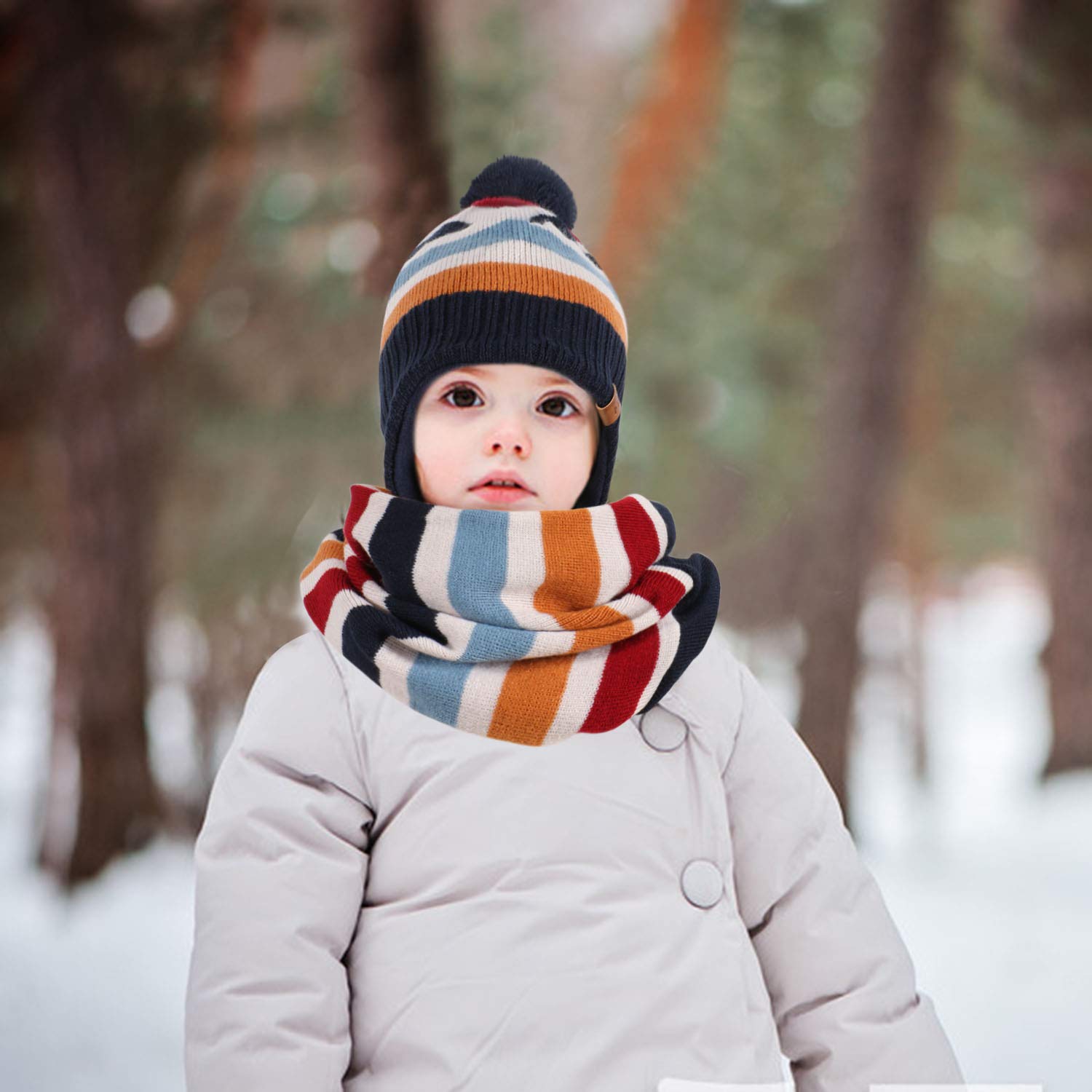 tacobear-kinder-winterm-tze-mit-schal-gestreift-4-7-jahre-beanie image 8