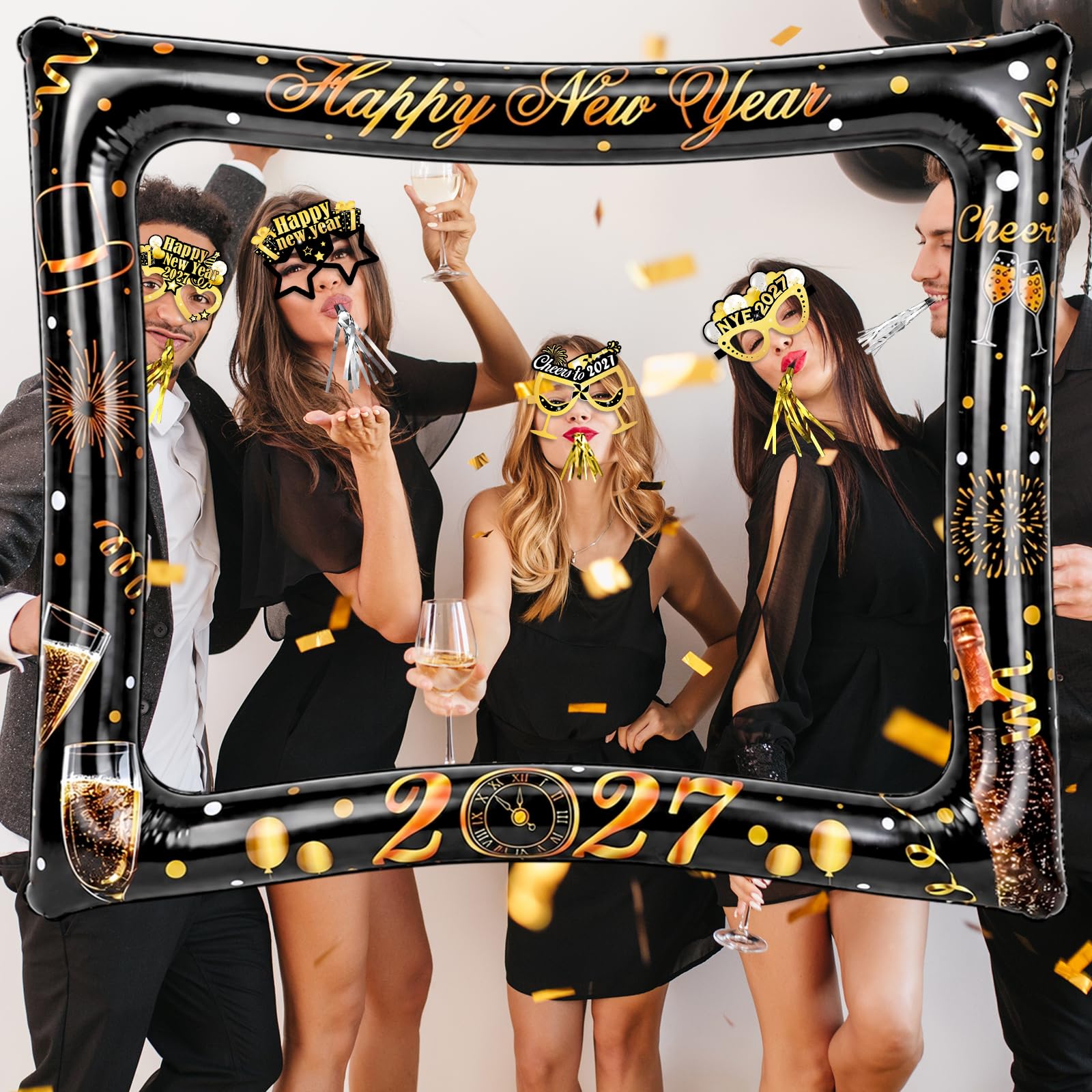 howaf-silvester-deko-set-fotorahmen-brillen-tattoos-schwarz-gold image 7