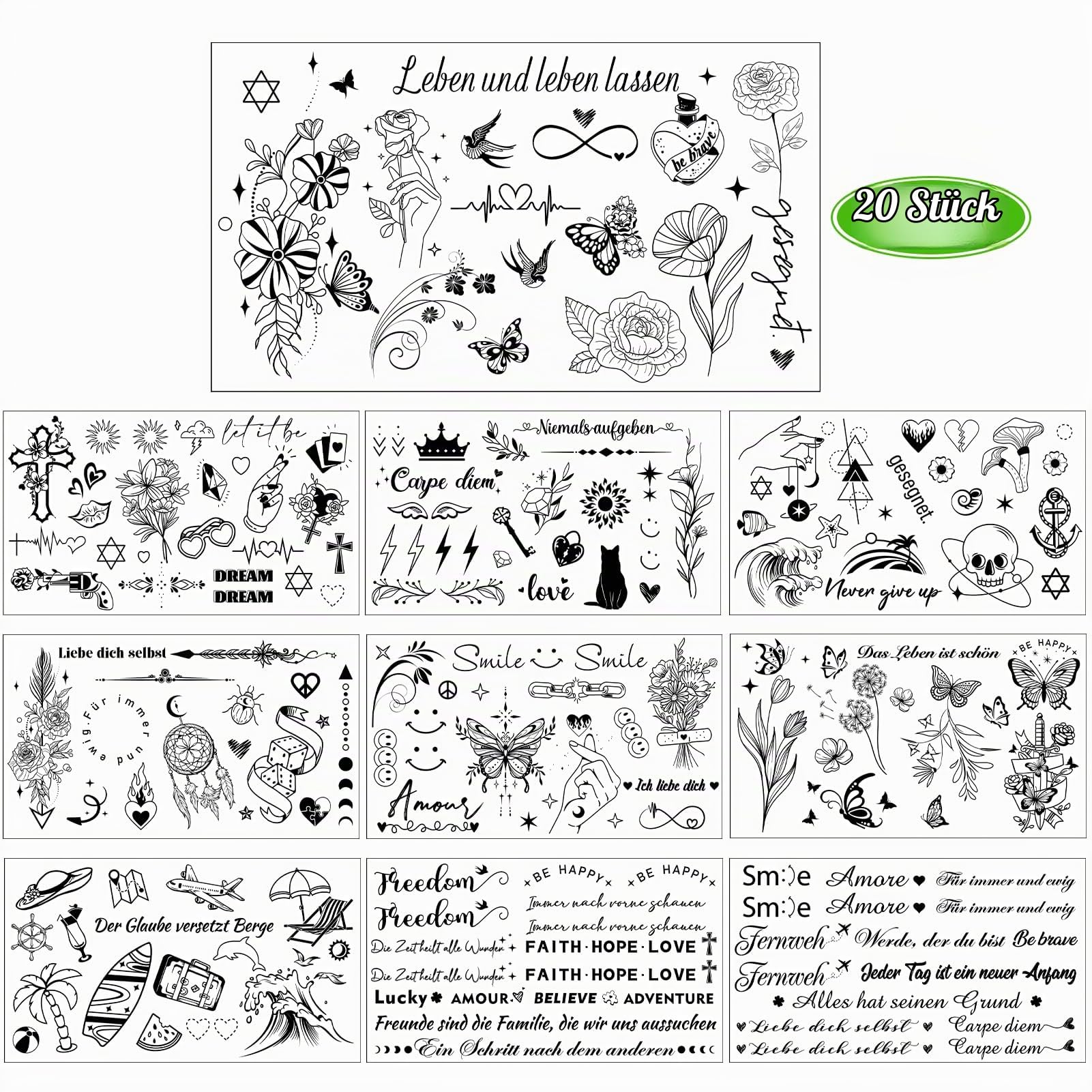 howaf-tempor-re-tattoos-schwarz-spr-che-blumen-20-bl-tter image 3