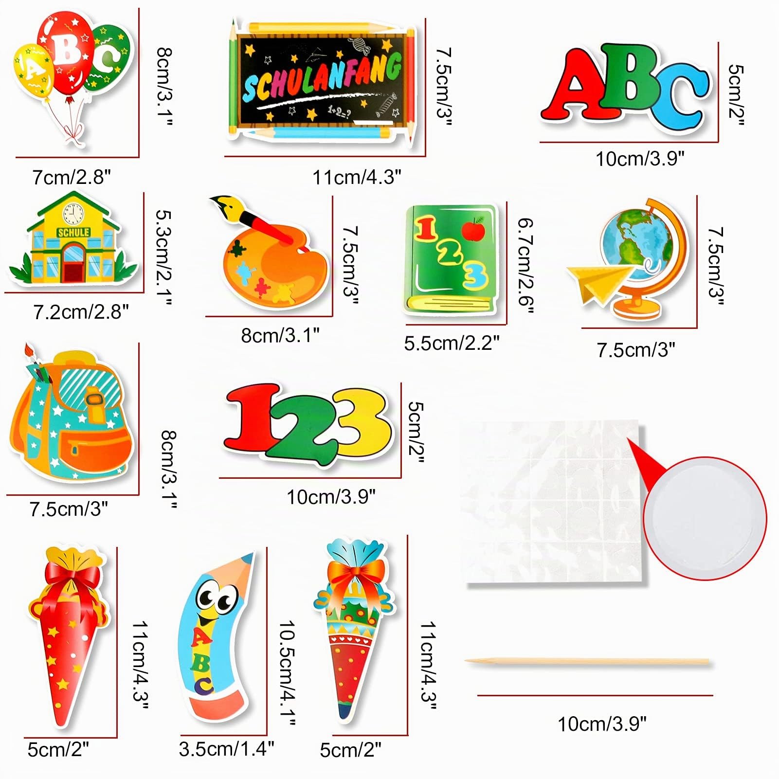 howaf-einschulung-cupcake-topper-tortendeko-12-st-ck-schulmotive image 2