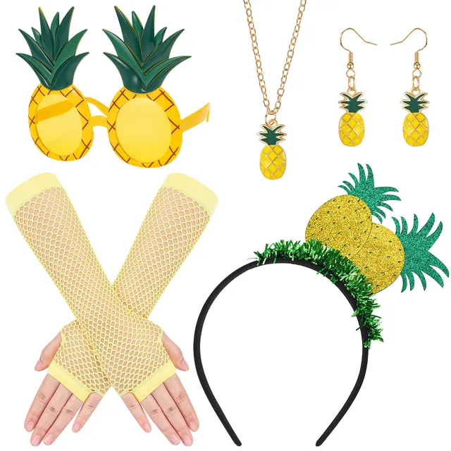 howaf-photo-booth-props-ananas-kost-m-damen-6-tlg-gelb image 1