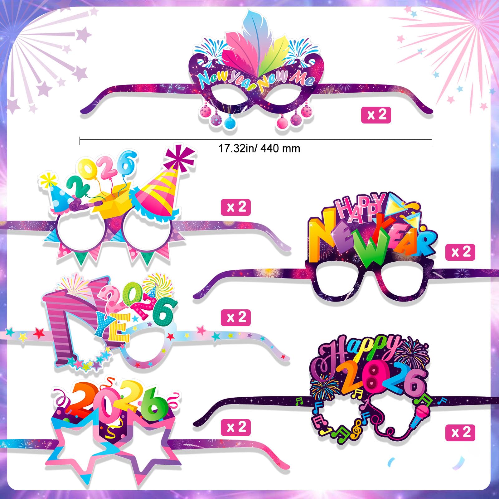 howaf-silvester-brille-2026-24-st-ck-papier-party image 3