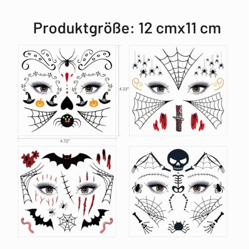 howaf-halloween-tattoos-gesicht-kinder-b-12-blatt-wasserdicht image 8