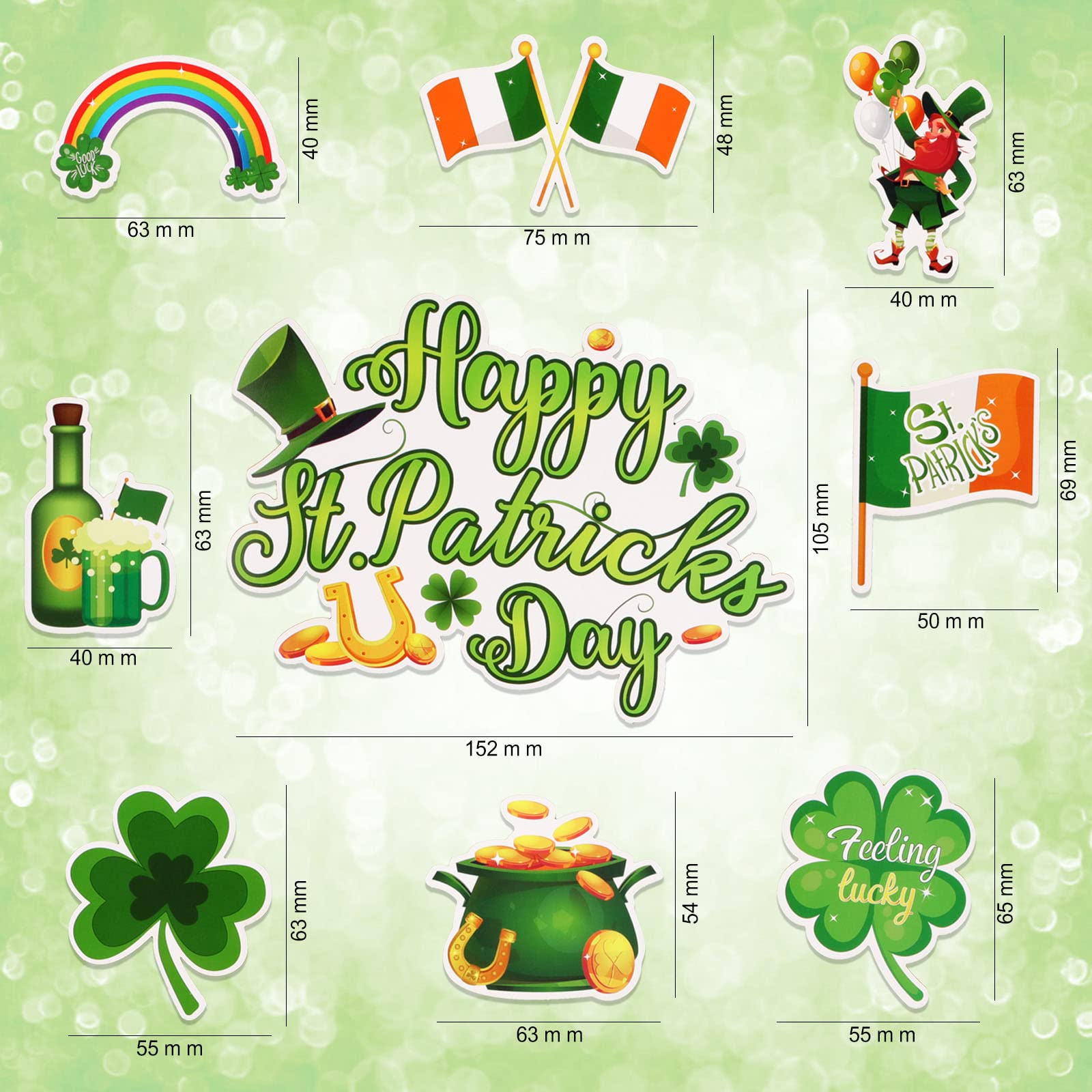 howaf-st-patricks-day-tortendeko-25-st-ck-kleeblatt-cake-topper image 2