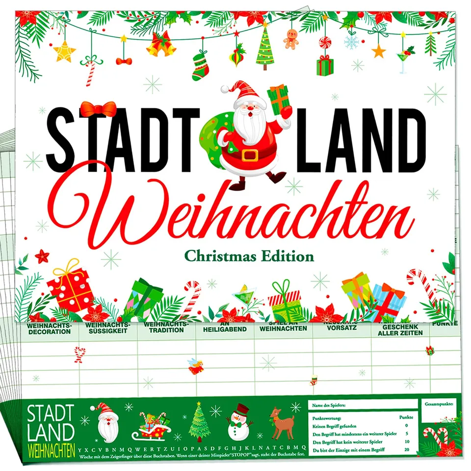 howaf-spielblock-stadt-land-weihnachten-20-blatt-a4 image 1