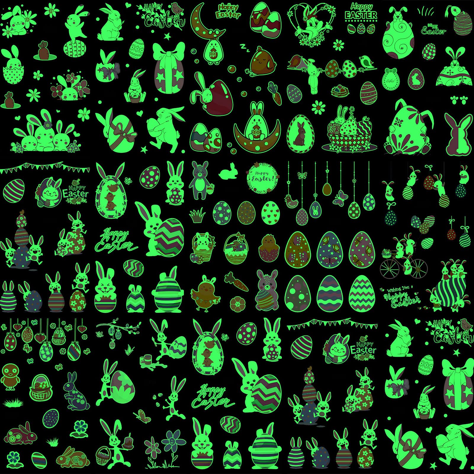 howaf-ostern-tattoos-kinder-12-bl-tter-leuchttattoos-mit-hase image 2
