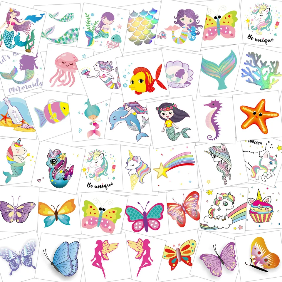 howaf-glitzer-tattoos-kinder-einhorn-80-st-ck image 1