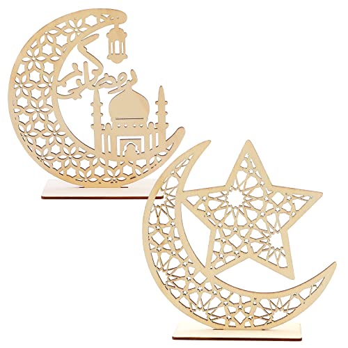 howaf-eid-holz-ornament-2-st-ck-mond-stern-tischdeko image 8