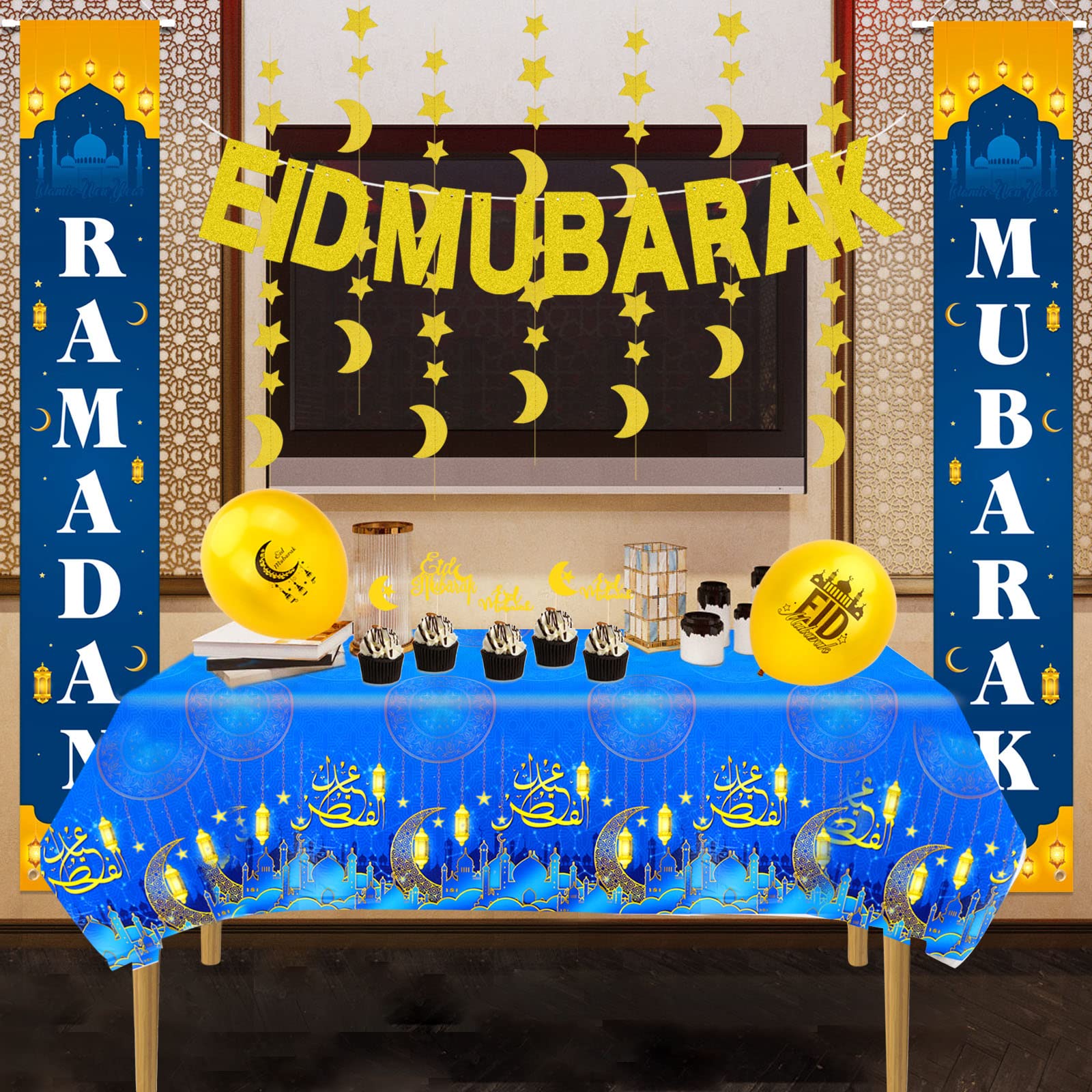 howaf-ramadan-tischdecke-eid-mubarak-2-st-ck-blau-274x137cm image 6